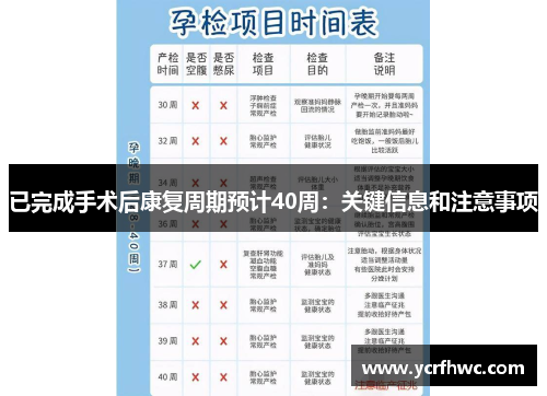 已完成手术后康复周期预计40周：关键信息和注意事项